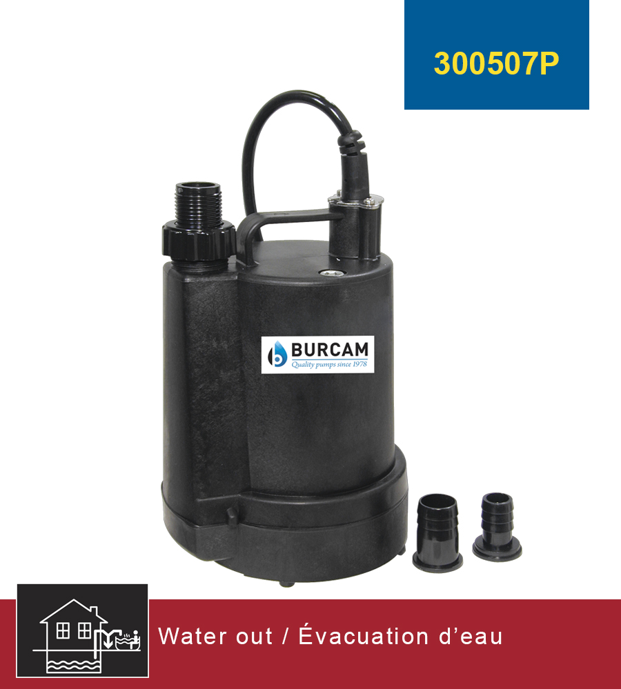 Pompe utilitaire automatique submersible Burcam de 1/2 CV 300509PS
